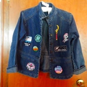 Custom Space Alien Jean Jacket sz Small